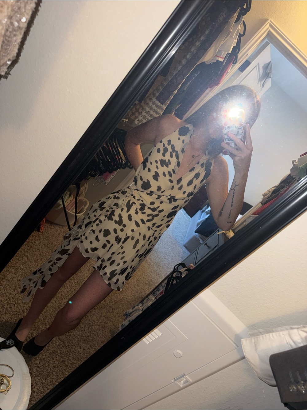 NWT Abercrombie & Fitch Cream Dress with Black Spot Print Mini